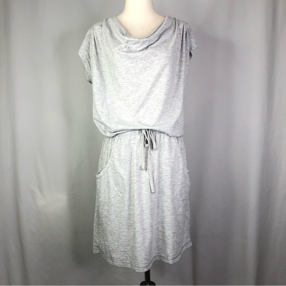 North Face Aurora jersey dress cowl neck cap sleeves elastic waist pockets M
